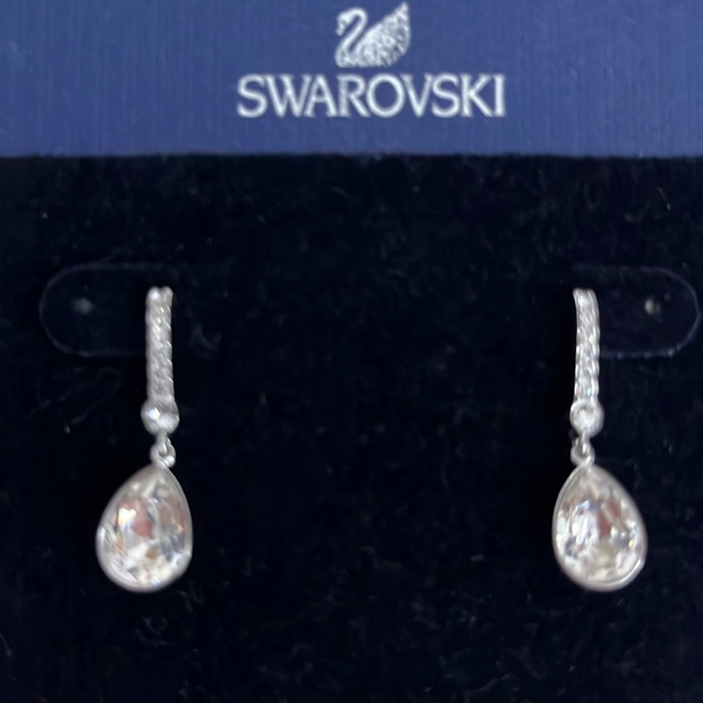 Swarovski Silver and White Drop Earrings